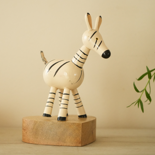 The beautiful crafted zebra is handmade in Etikoppaka