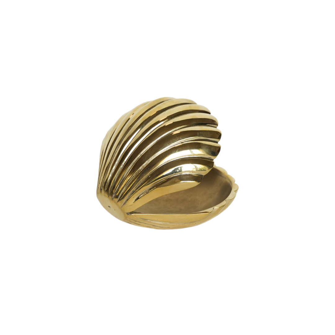 Open Oyster Shell Pure Brass