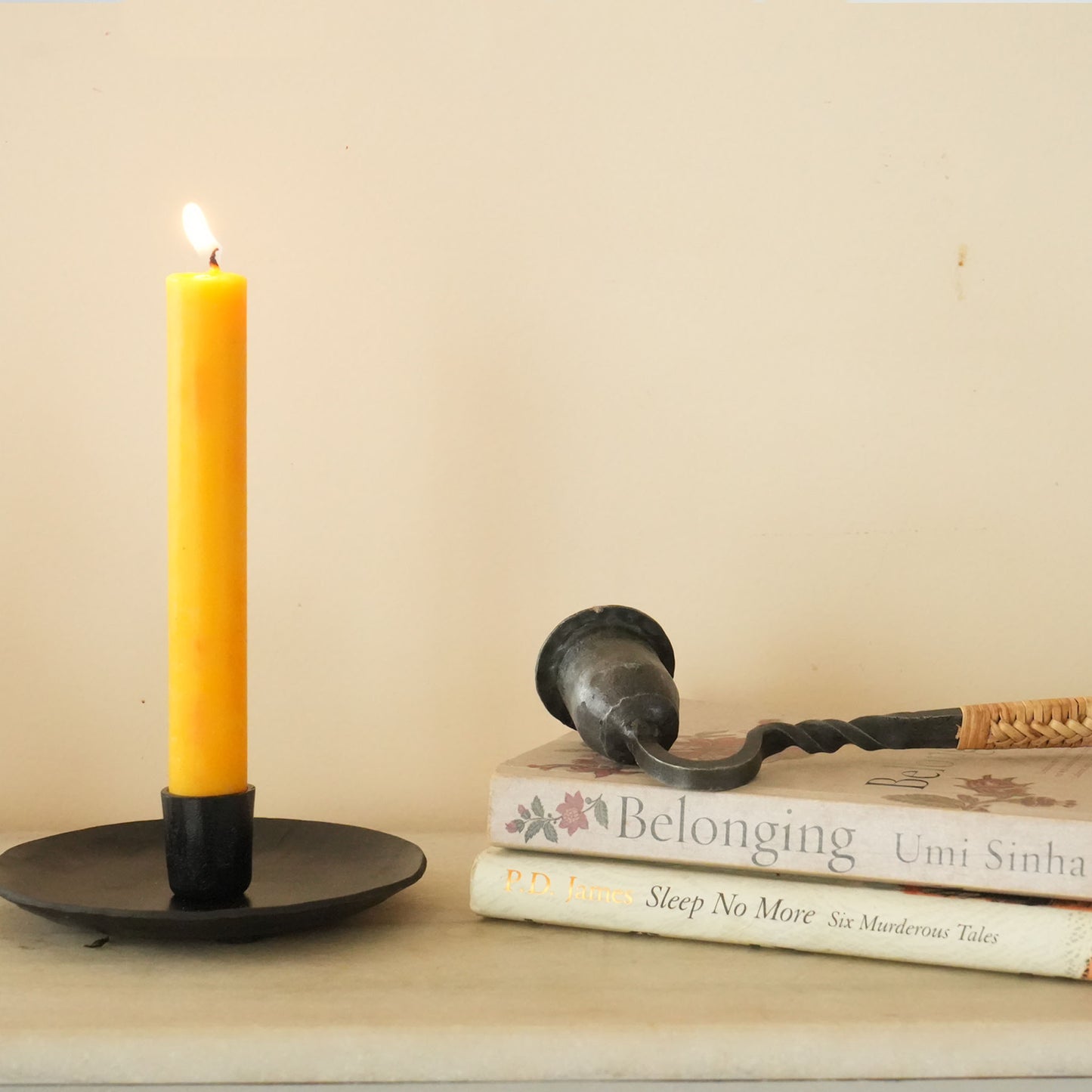 Forged Iron Candle Holder with Candle Snuffer