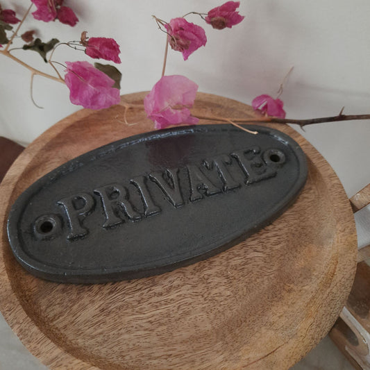 Private cast iron sign board