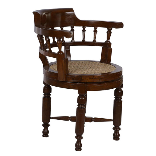 Faux Antique Teakwood Revolving Chair