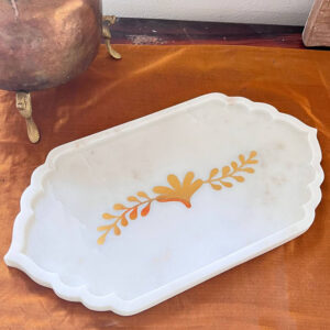 marble tray with inlay brass