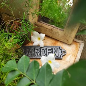 cast iron garden sign board