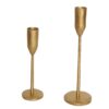 Buy 2-armed forged iron candle stand in brass