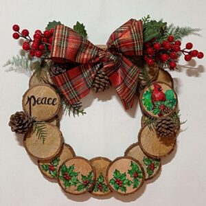 Christmas wood slice wreath